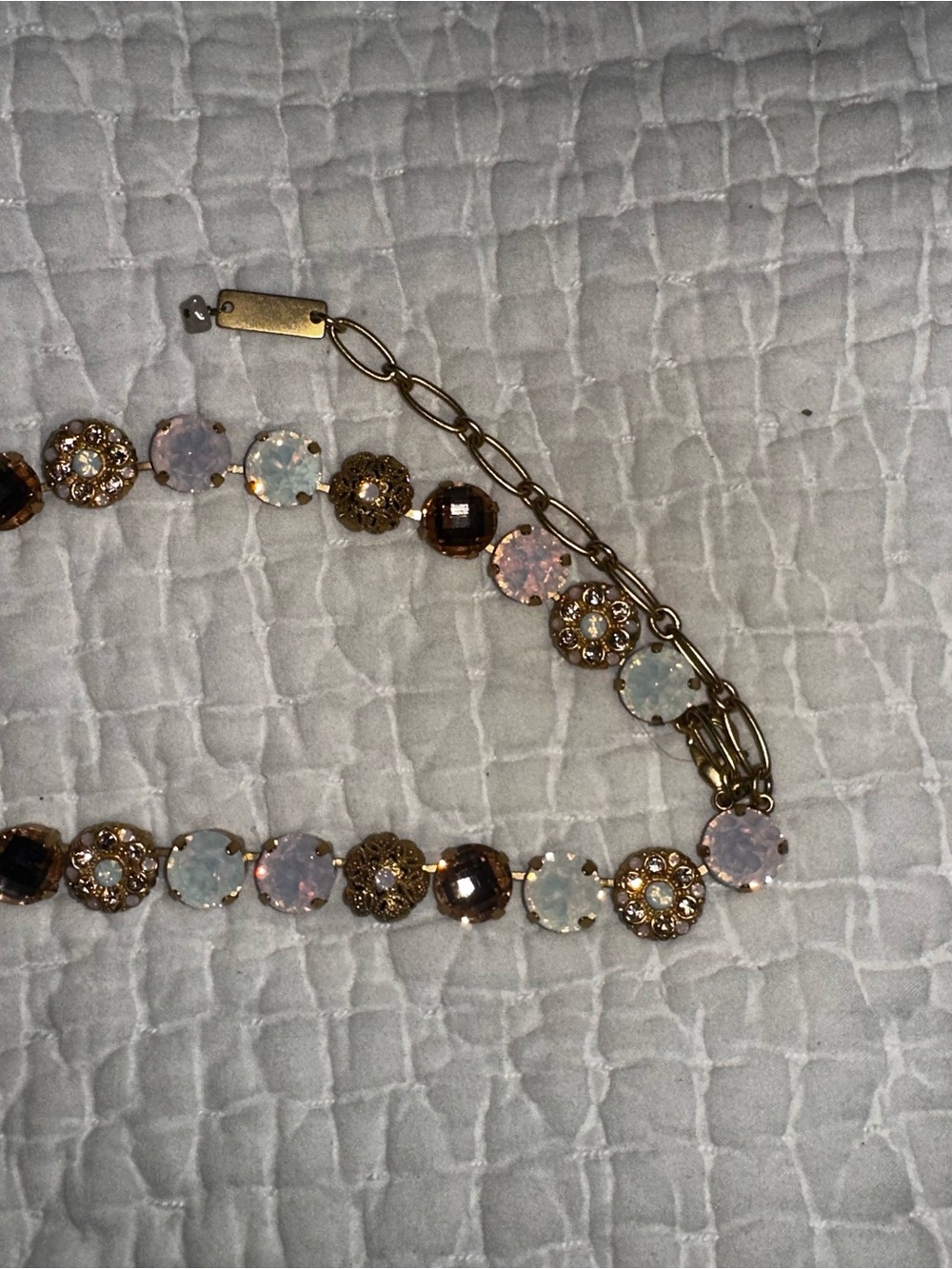 Mariana Gold-Tone Necklace with Pink, Opal and Brown Crystals